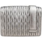 Miu Miu Metallic Silver Matelassé Nappa Leather Crystal Small Crossbody Bag