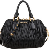 Miu Miu Matelassé Nappa Leather Bowler Handbag