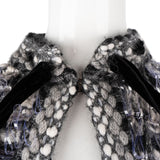 Chanel Tweed Fringe Capelet Velvet Bow Cape Poncho Jacket (34 / 36)
