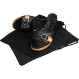 Chanel Black Leather Wooden Platform CC Emblem Mules (36)