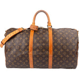 Louis Vuitton Monogram Canvas Keepall 50 Bandoulière Travel Bag