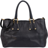 Prada Black Vitello Daino Leather Large Tote Handbag