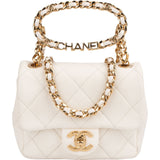 Chanel Quilted Lambskin Top Handle Bracelet Rectangular Single Flap Crossbody Handbag