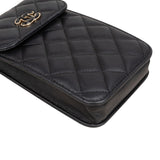 Chanel Quilted Lambskin Flap Phone Holder Crossbody Bag