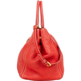 Prada Grained Red Vitello Daino Tote Handbag - vintageandkickz