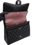 Chanel Quilted Caviar Leather Palladium Maxi Double Flap Crossbody Bag