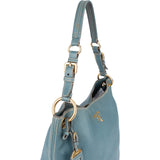 Prada Blue Vitello Daino Leather Hobo Shoulder Bag