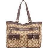 Gucci Monogram GG Canvas Abbey Double Pocket Tote Shoulder Bag