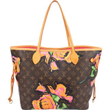 Louis Vuitton Canvas Monogram Roses Neverfull MM Shoulder Bag