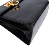 Salvatore Ferragamo Black Boxcalf Leather Gancini Top Handle Handbag