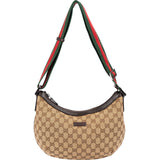 Gucci Monogram GG Canvas Web Strap Half Moon Crossbody Bag