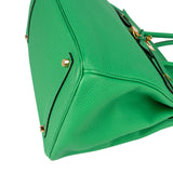 Hermès Vert Bamboo Taurillon Clemence Gold Birkin 35 Handbag