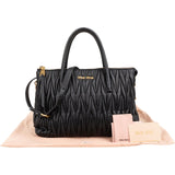 Miu Miu Black Matelassé Nappa Leather Handbag