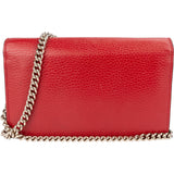 Gucci Pebbled Leather Interlocking GG Wallet On Chain Crossbody Bag