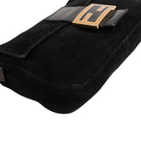 Fendi Black Suede Baguette Shoulder Bag