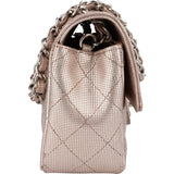 Chanel Metallic Quilted Perforated Leather Small Single Flap Crossbody Bag