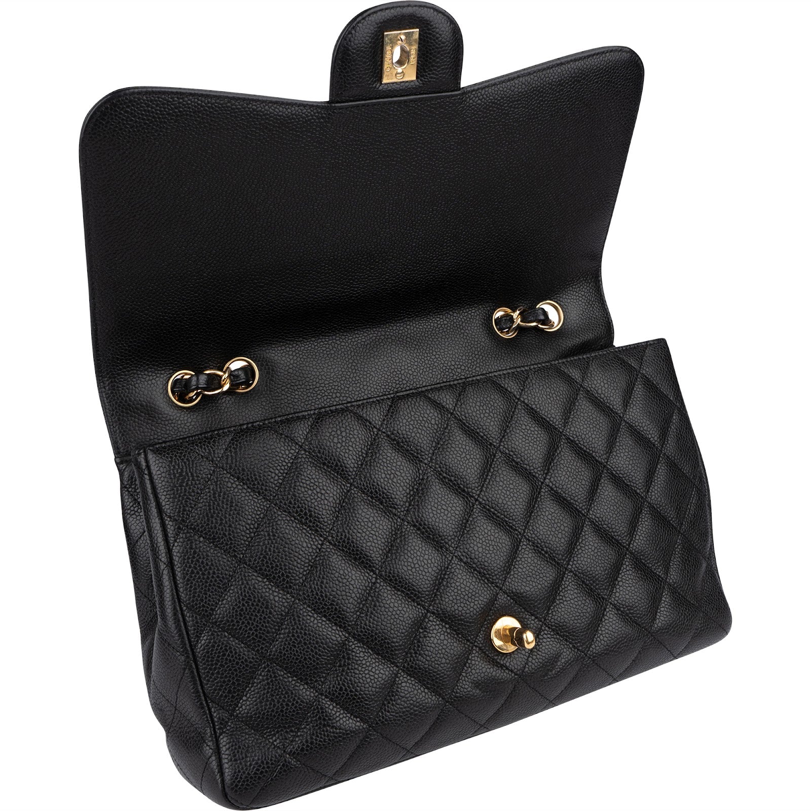 Chanel Quilted Caviar Leather Jumbo Single Flap Crossbody Bag - vintageandkickz