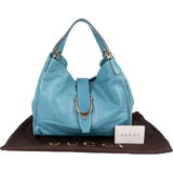 Gucci Blue Leather Soft Stirrup Hobo Shoulder Bag