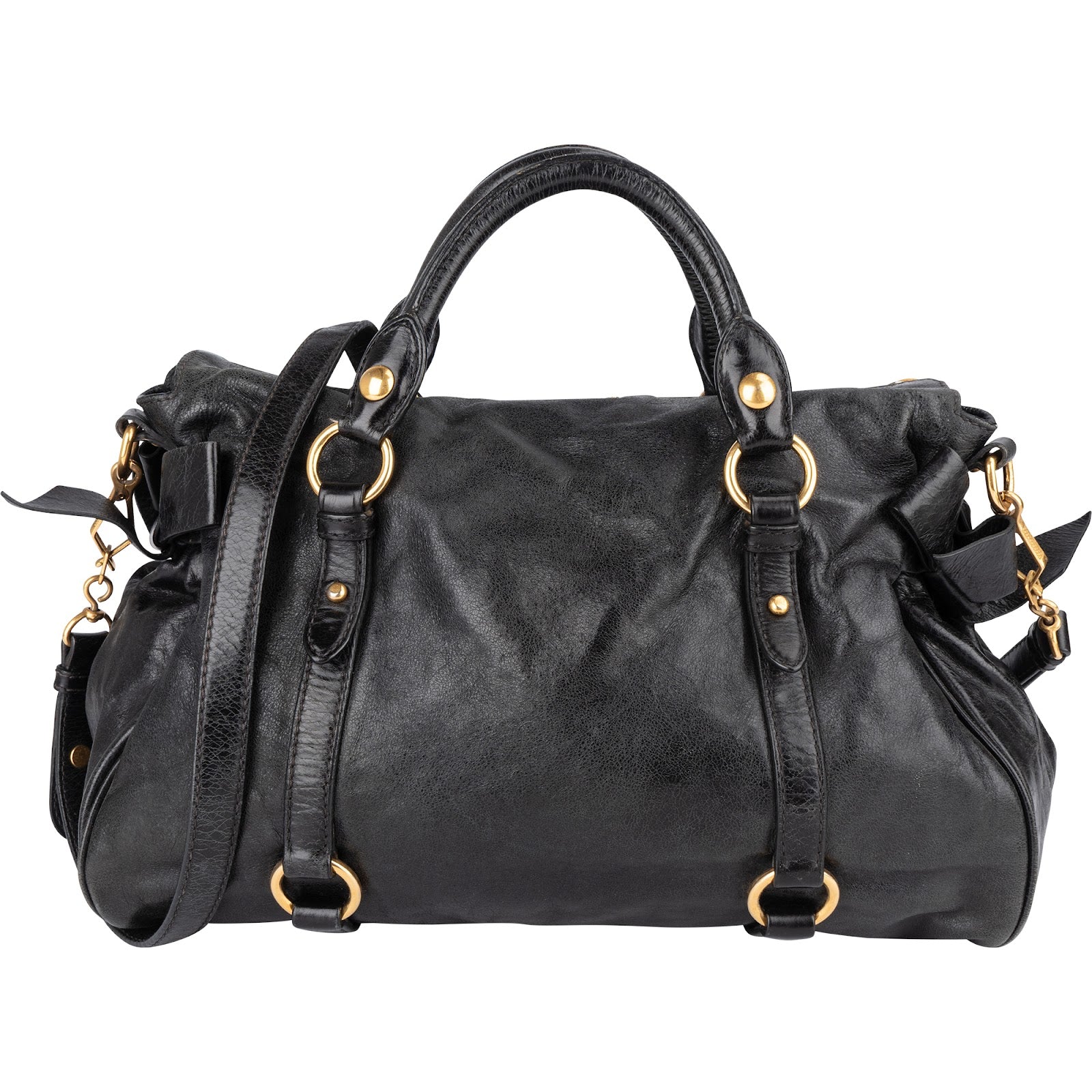 Miu Miu Vitello Lux Leather City Handbag - vintageandkickz