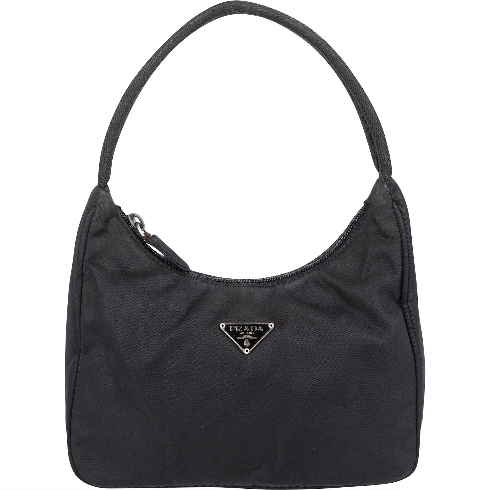 Prada Black Nylon Triangle Vintage Re-Edition Handbag - vintageandkickz