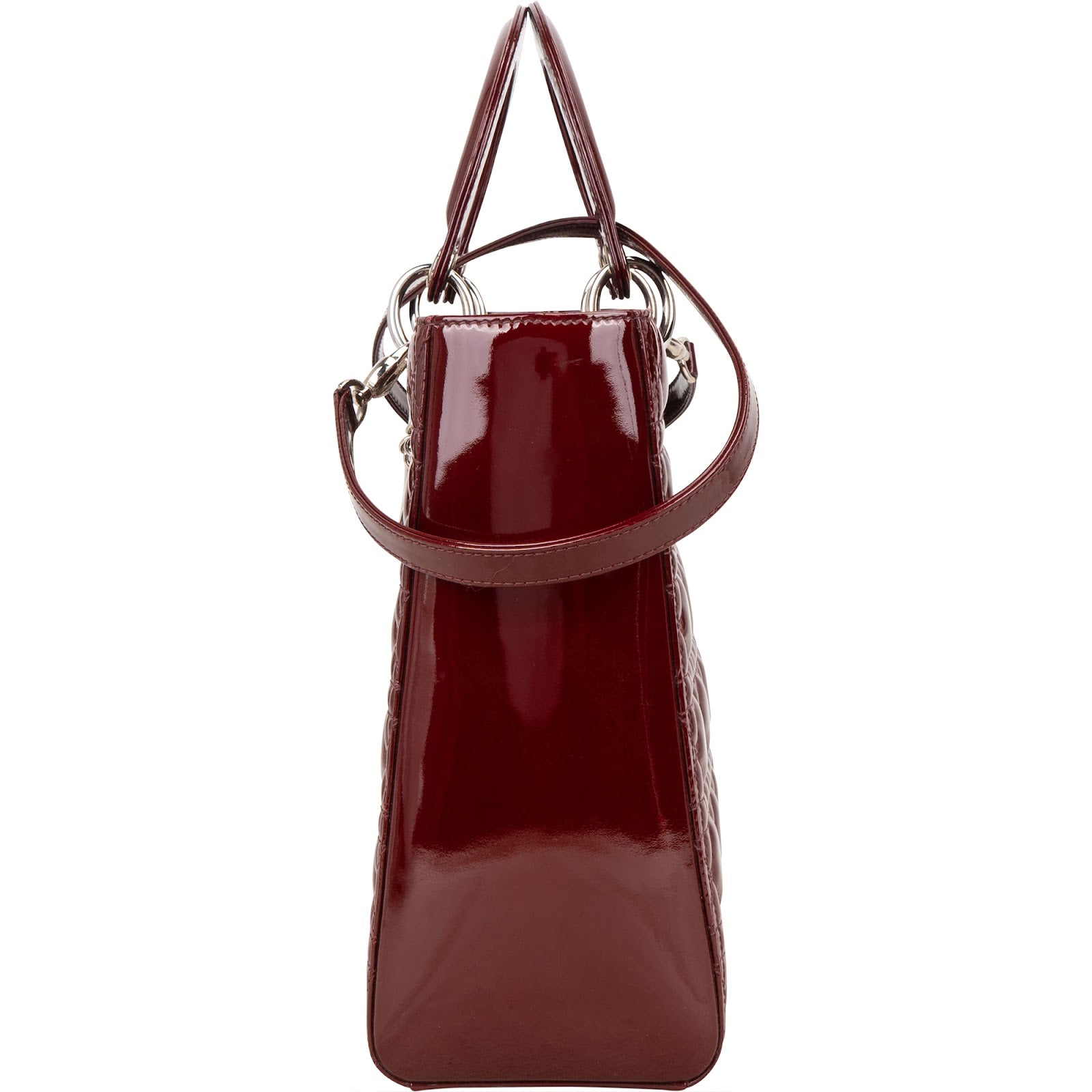 Christian Dior Quilted Patent Leather Lady Dior Handbag - vintageandkickz