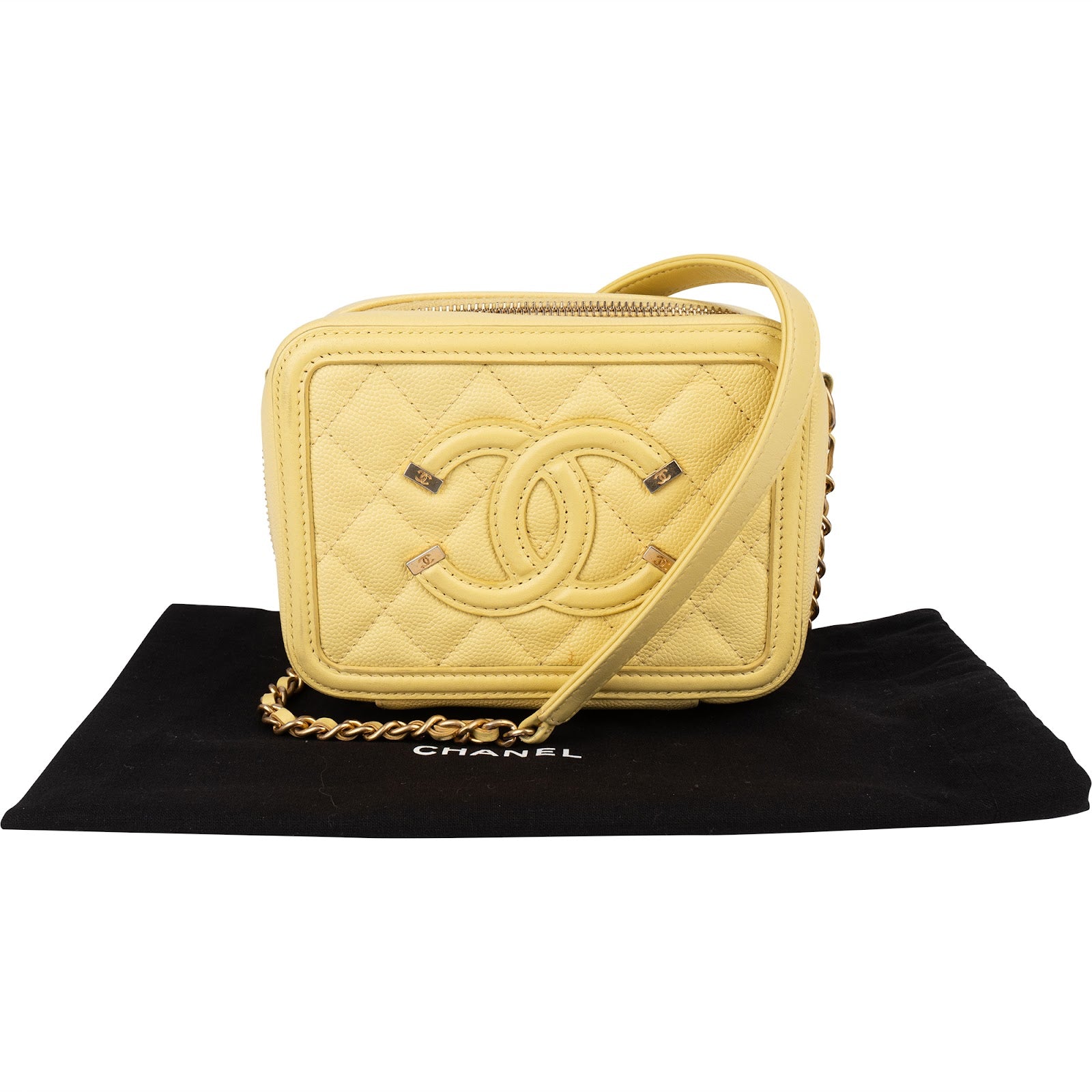 Chanel Quilted Caviar Leather CC Filigree Crossbody Bag - vintageandkickz