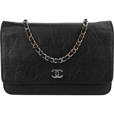 Chanel Camellia Embossed Wallet on Chain Crossbody Bag
