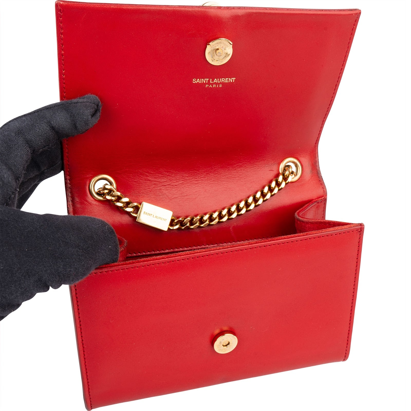 Saint Laurent Red Leather Kate Chain Crossbody Bag xx maße - vintageandkickz