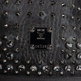 MCM Black Monogram Visetos Studded Crystal Small Bucket Crossbody Bag