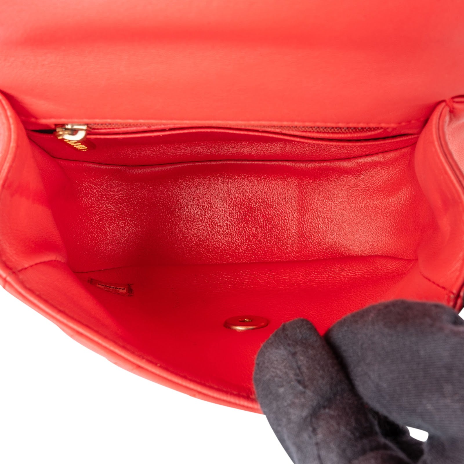 [🔄️B06 / F15] Chanel Red Leather Chevron Lambskin Mini Flap Bag with Top Handle Handbag - vintageandkickz