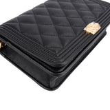 Chanel Quilted Caviar Leather Boy Wallet On Chain Crossbody Bag