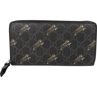 Gucci Monogram GG Supreme Canvas Tigers Print Zip Around Wallet