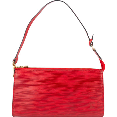 [🔄️B08 / F12] Louis Vuitton Red Epi Leather Pochette Accessoires Handbag - vintageandkickz