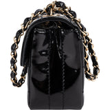 Chanel Patent Leather Chocolate Bar 24K Gold Single Flap Crossbody Bag