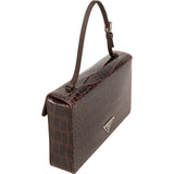 Prada Brown Exotic Croc Leather Top Handle Mini Handbag