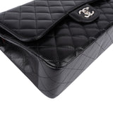 Chanel Quilted Caviar Leather Palladium Jumbo Double Flap Crossbody Bag