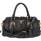 Prada Black Nappa Leather Gauffre Satchel Handbag