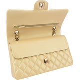 Chanel Gold Shimmering Quilted Lambskin Medium Double Flap Shoulder Bag