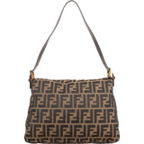 Fendi Monogram FF Zucca Canvas Baguette Mamma Hobo Shoulder Bag