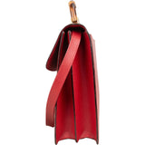 Gucci Red Grained Leather Bamboo Briefcase Crossbody Bag - vintageandkickz