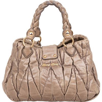 Miu Miu Vitello Lux Quilted Leather City Handbag