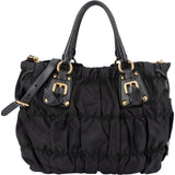 Prada Black Tessuto Gaufre Drawstring Tote Handbag