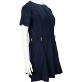 Gucci Navy Cotton A-Line D-Rings Short Sleeve Dress (IT42)