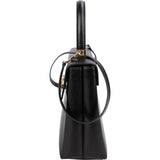 Salvatore Ferragamo Black Leather Margot Top Handle Handbag