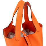 Hermès Orange Taurillon Clemence Palladium Picotin Lock 22 Handbag