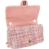 Chanel Tweed Pearl Handle Single Flap Crossbody Bag