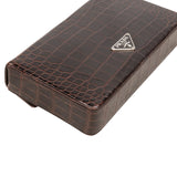 Prada Brown Exotic Croc Leather Top Handle Mini Handbag