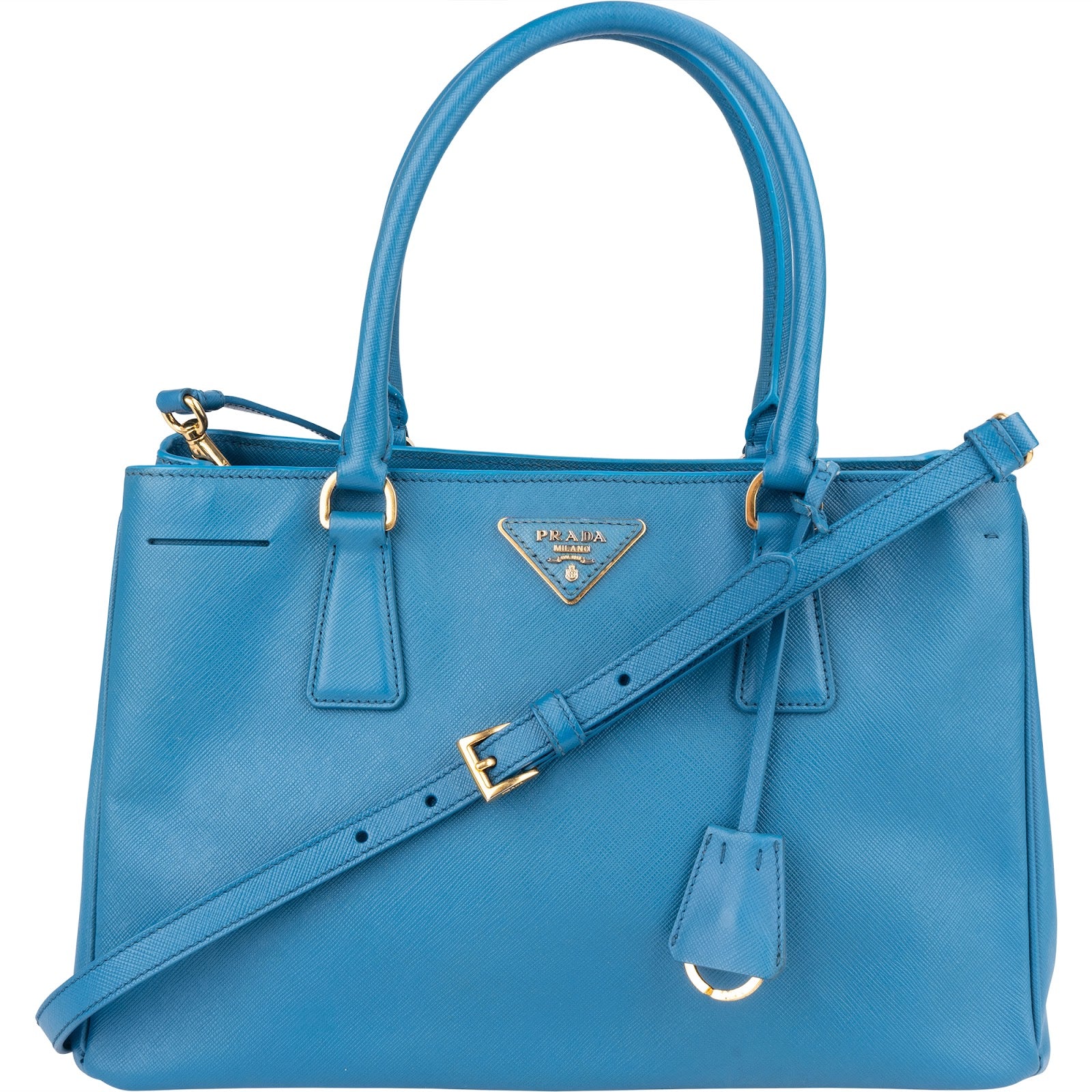Prada Blue Saffiano Leather Galleria Handbag - vintageandkickz