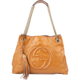 Gucci Patent Leather Soho Chain Tote Crossbody Bag