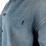 Saint Laurent Blue Denim Button Up Long Sleeves Shirt Womens Jacket Cassandre (XXL)